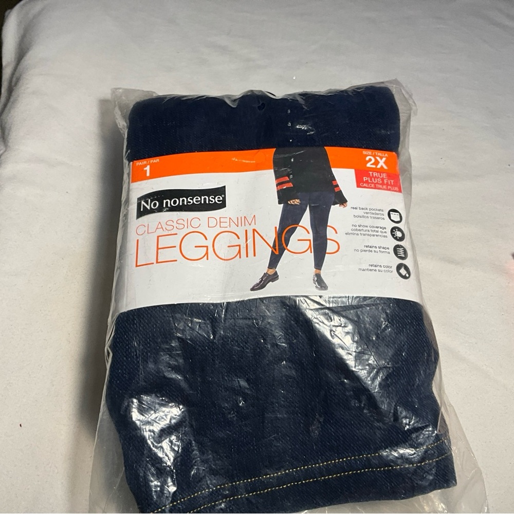 No Nonsense Women’s Classic Denim Leggings size 2x New Blue